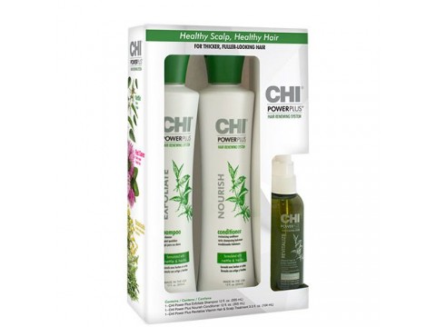 CHI Power Plus Maitinamasis Nourish Rinkinukas Plaukams Šampūnas 355 ml x Kondicionierius 355 ml + Purškiklis 104 ml